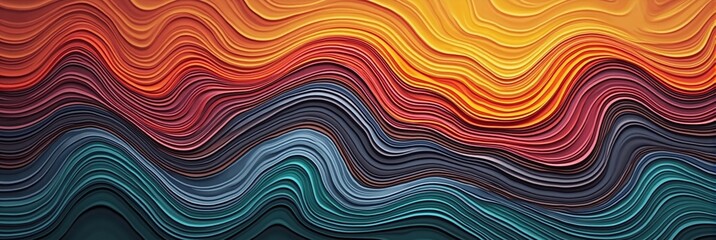 Vivid wavy lines blend warm and cool layers in flowing harmony
