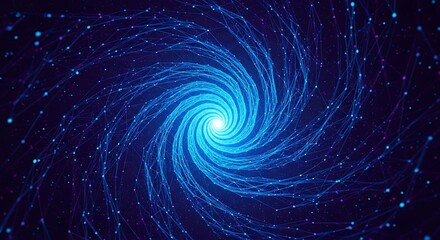 Obraz premium Vibrant blue swirling vortex of light and stars in deep space
