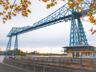 The Tees Transporter Bridge at Middlesbrough on a autumn day. 