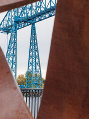 Teesside transporter bridge through metal sculpture