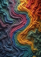 Vivid wavy lines blend warm and cool layers in flowing harmony