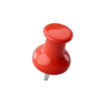 3D red thumb pin isolated on white background office stationery and notice board concept