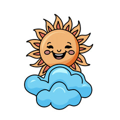 cartoon of a happy sun and cloud