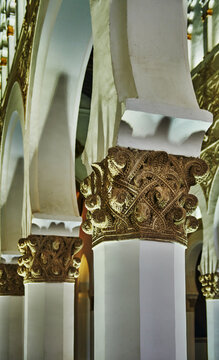 Detail of the synagogue of Santa Mar&iacute;a la Blanca, built in 1180, located in Toledo, Spain, Europe