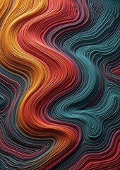 Vivid wavy lines blend warm and cool layers in flowing harmony