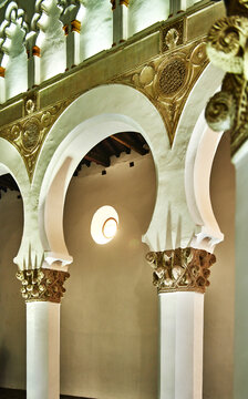 Detail in the Synagogue of Santa Mar&iacute;a la Blanca, built in 1180, located in Toledo, Spain, Europe
