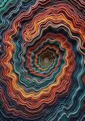 Vivid wavy lines blend warm and cool layers in flowing harmony