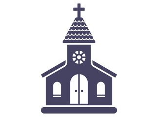 Christian church icon with a cross. Flat illustration.