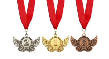 Winged Medals Celebrating Achievements and Success in Competitions