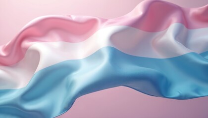Transgender pride flag waving in the wind. The textile colors of pink white and blue represent the transgender community symbol of pride support and freedom.