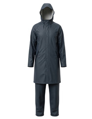 Dark Blue Raincoat and Pants Set for Weather Protection | Stylish Waterproof Apparel Outfit