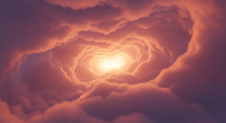 Ethereal cloudscape with a tunnel of light, perfect for spiritual themes, dreamscapes, heaven concepts, and fantastical backgrounds. Ideal for inspiration or hope.