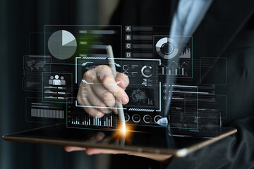 A comprehensive business intelligence dashboard for data analysis. The interface displays global metrics, team performance charts, and financial reports for strategic planning. Fermion