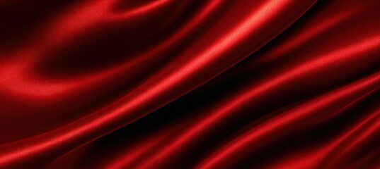 Fototapeta premium Luxurious Red Satin Fabric with Diagonal Folds and Micro Highlights