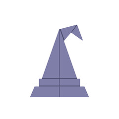 Origami wizard or witch hat. Colorful geometric icon. Perfect for Halloween or fantasy-themed decorations. Flat vector illustration isolated on white background.