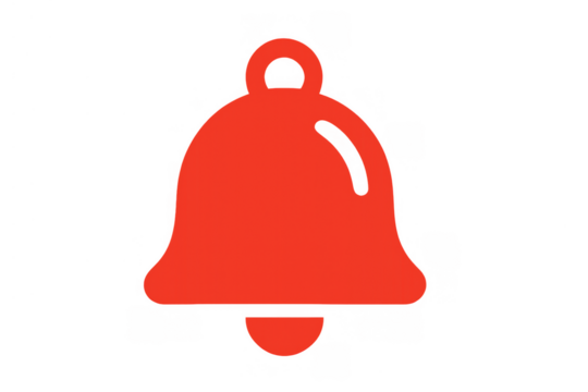 Red bell icon signaling notification, alert, reminder, or active alarm for digital interface design - Powered by Adobe