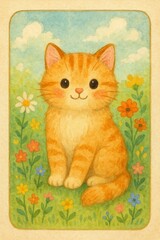cat with flowers