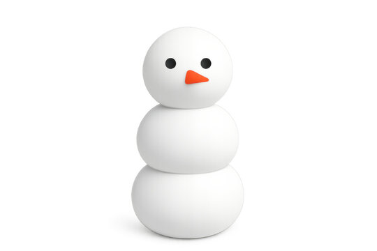 Snowman standing as a simple 3d character, offering a visual representing winter, christmas, and holiday themes with a transparent background