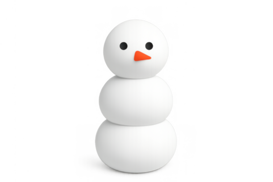 Snowman standing as a simple 3d character, offering a visual representing winter, christmas, and holiday themes with a transparent background