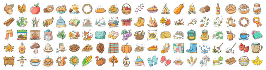 Collection of diverse vector icons and illustrations for digital design projects