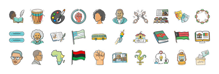 African american literature icons collection scalable vector graphics for diverse usage