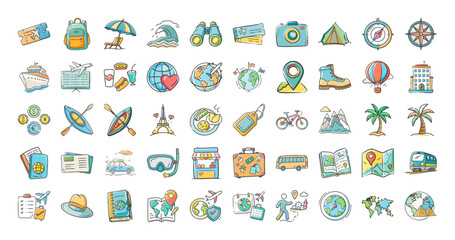 Travel icons pack for vector graphics scalable illustration eps icon set