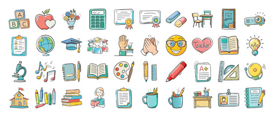 Collection of scalable vector illustrations for education and creative projects