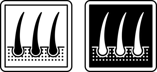 Dermatology Signs. Black and White Vector Icons. Human Hair and Scalp. Skin Disease Treatment. Hospital Department Sign