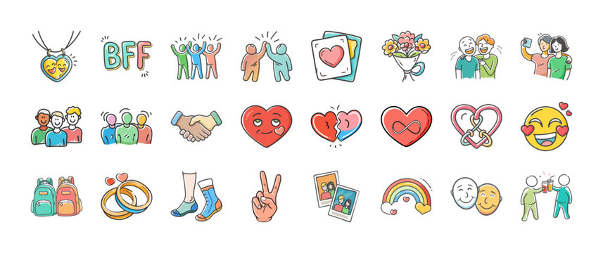 Best friends pendants vector graphics collection friendship icons scalable svg