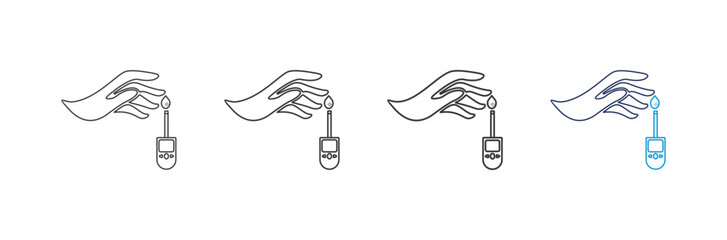 collection of icons set of insulin resistance illustrations, diagnosis, health, with different line thickness and color variations on a white background