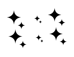 Black and white vector star set illustration