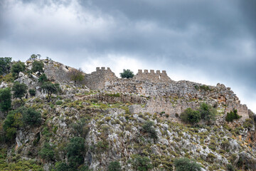 Fototapeta premium Kaunos (Carian: Kbid Lycian: Xbide Ancient Greek: Καῦνος; Latin: Caunus) ancient city was a city of ancient Caria and in Anatolia, a few kilometres west of the modern town of Dalyan. Amphitheatre area