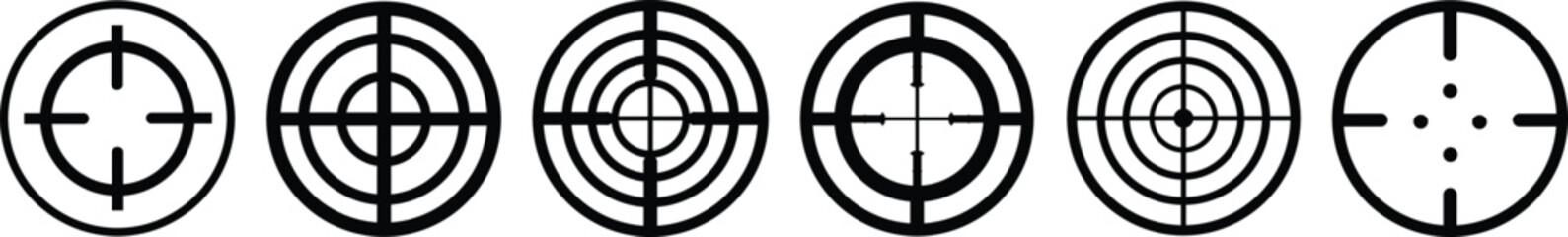 Crosshair icon set, precision target reticles for ui, gaming and design