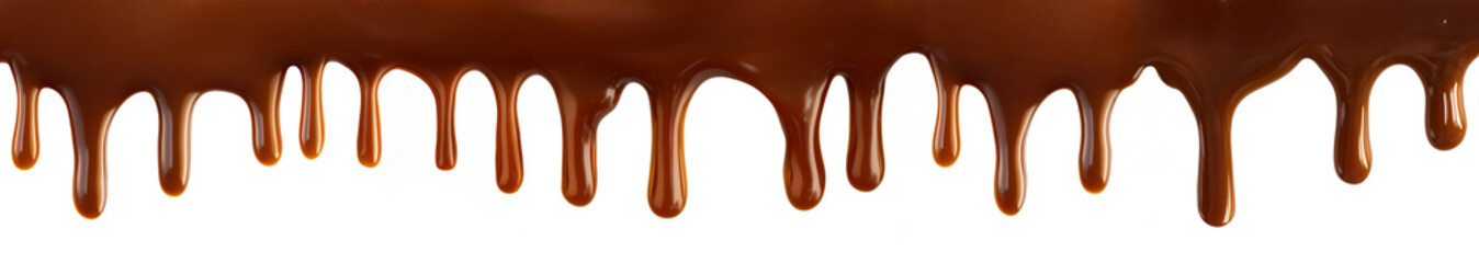 Delicious chocolate dripping smoothly in a rich and tempting flow from a confectionery treat