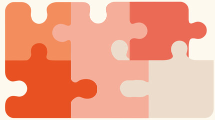 An abstract illustration of interconnected puzzle pieces in warm, coral tones