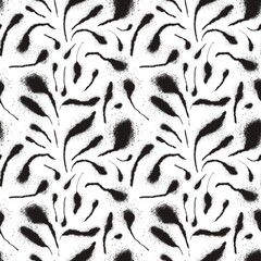 Seamless abstract geometric pattern. Background in black, white. Illustration. Lines, stains. Design for textile fabrics, wrapping paper, background, wallpaper, cover.