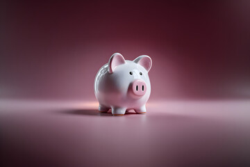 Cute pink piggy bank standing on a soft pink background, symbolizing saving money, budgeting, and financial planning in a clean, minimalist style.
