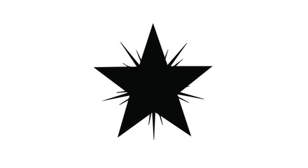 Fototapeta premium Bold black starburst radiating energy against a clean white background.