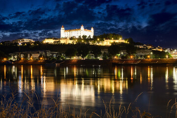 night view of bratislava castle in slovakia