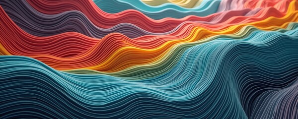 Vivid wavy lines blend warm and cool layers in flowing harmony