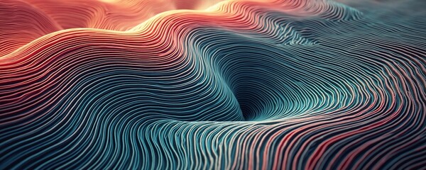 Vivid wavy lines blend warm and cool layers in flowing harmony