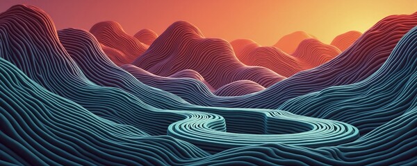Vivid wavy lines blend warm and cool layers in flowing harmony