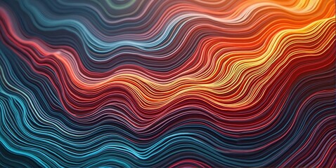 Vivid wavy lines blend warm and cool layers in flowing harmony