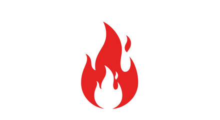 A vibrant red flame icon on a black background, symbolizing fire, heat, energy, and passion. This simple yet powerful graphic is perfect for representing concepts like warmth, danger, cooking, or