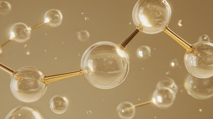Molecular structure, science, and medical background. Abstract golden molecules. Molecular model luxury concept