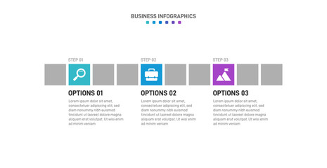 Fototapeta premium Progress bar featuring 3 arrow-shaped elements, symbolizing the three stages of business strategy and progression. Clean timeline infographic design template. Vector for mobile presentation.