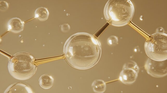 Molecular structure, science, and medical background. Abstract golden molecules. Molecular model luxury concept - Powered by Adobe