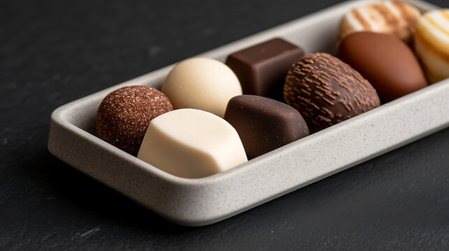 Indulge in a symphony of flavors with this exquisite assortment of chocolates. A decadent treat for any occasion. Sweet cravings meet their match! Perfect gift idea.