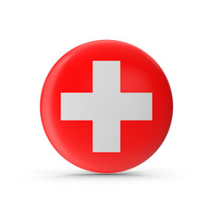 Switzerland 3D Round Flag Badge Isolated on White Background