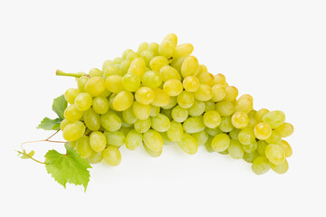 Fresh green grape cluster isolated on white